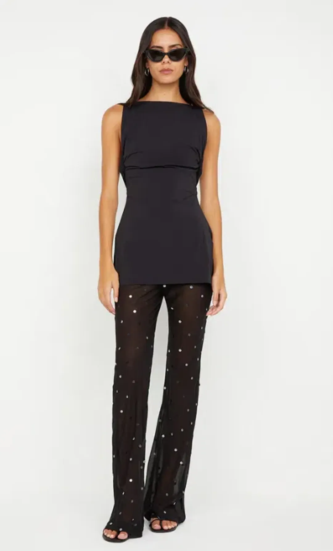 Bec and Bridge Domenic Boatneck Top in Black and Arielle Pant in Black Sequin Set Size 8 / Small AU for rent on The Volte - main image