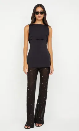 Bec and Bridge Domenic Boatneck Top in Black and Arielle Pant in Black Sequin Set Size 8 / Small AU for rent on The Volte - image 2