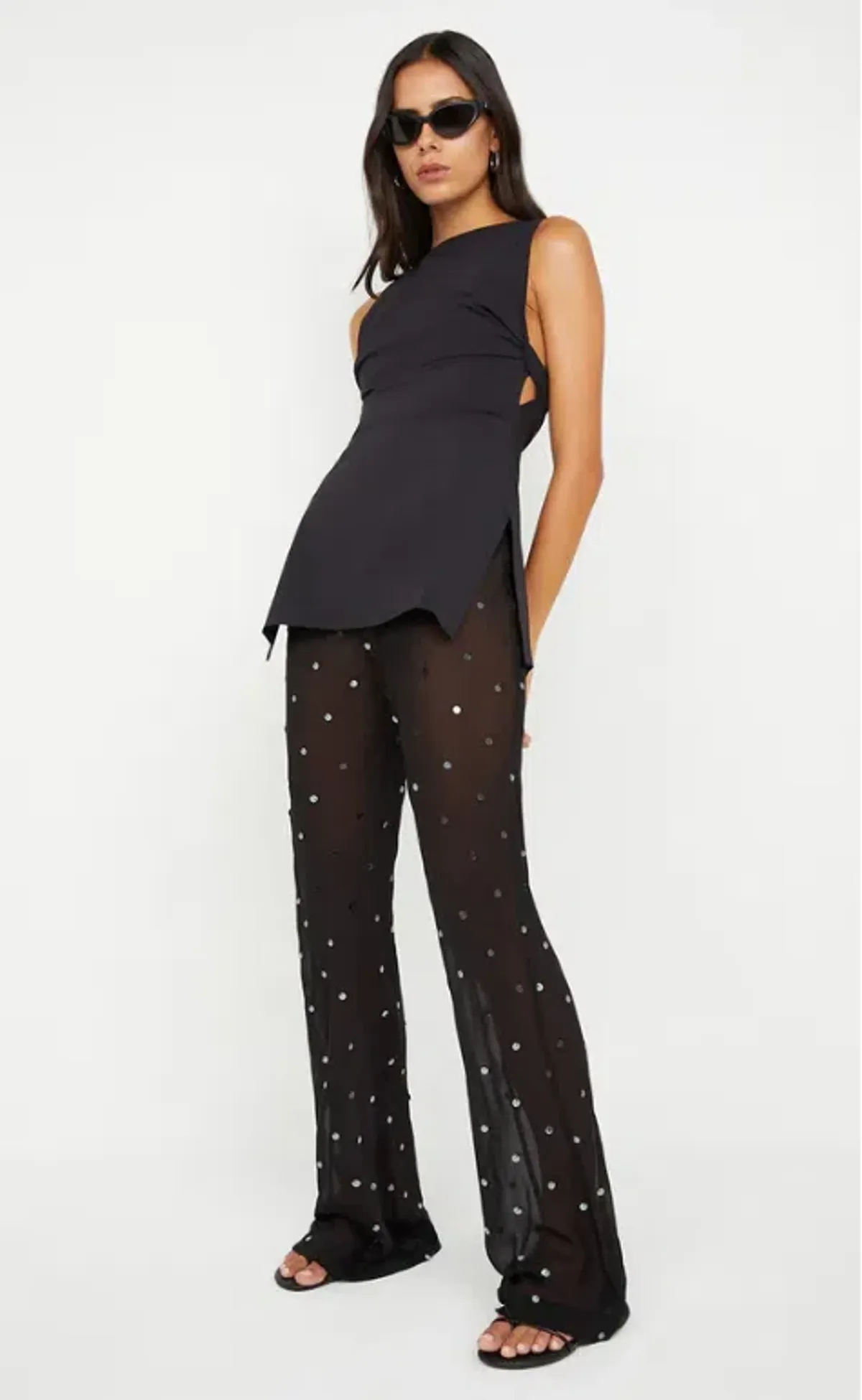 Bec and Bridge Domenic Boatneck Top in Black and Arielle Pant in Black Sequin Set Size 8 / Small AU - Image 1