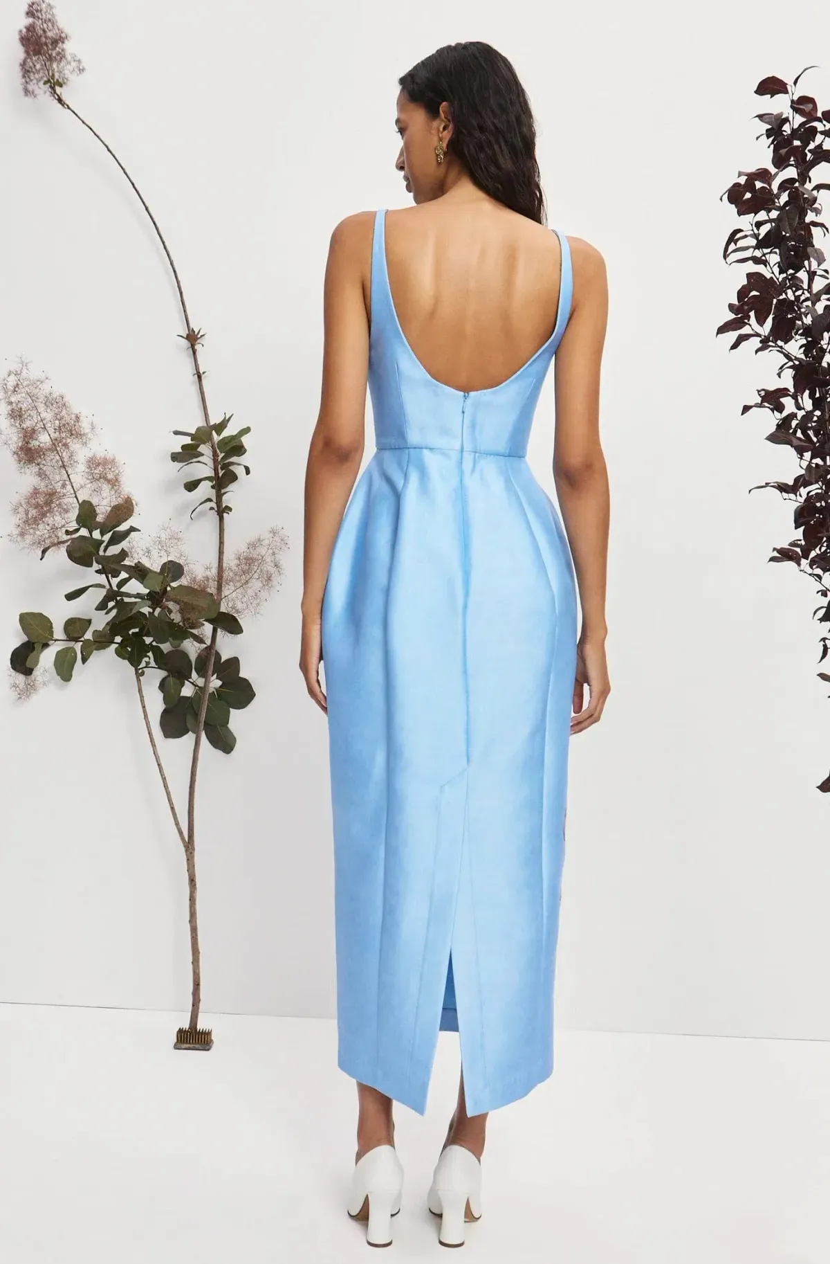 Alemais Donata Taffeta Gown Blue Print Size 8 - Image 2