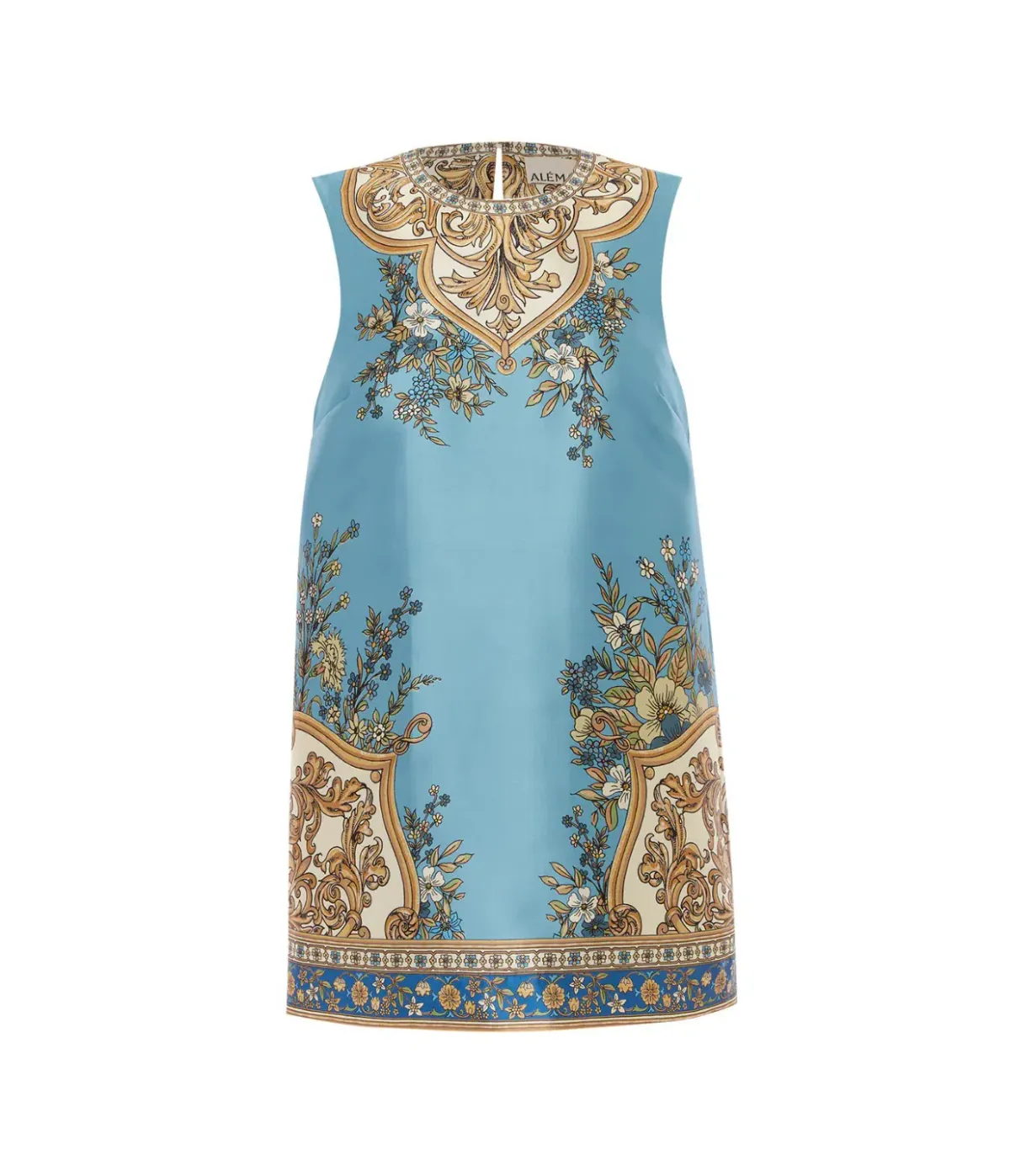 Alemais Cassie Exclusive Mini Dress in Blue Print Size 10 - Image 2