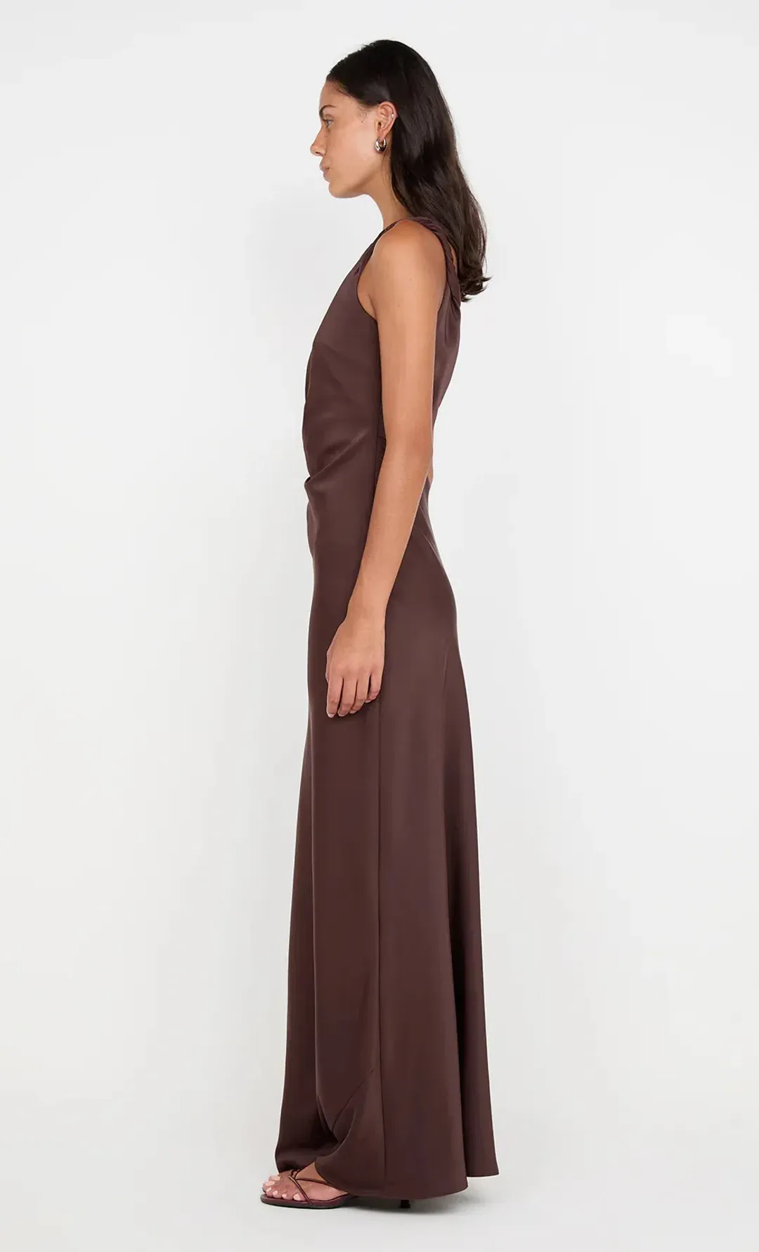Bec and Bridge Lunetta Twist Strap Dress in Dark Chocolate Size L / AU 12 for rent on The Volte - main image