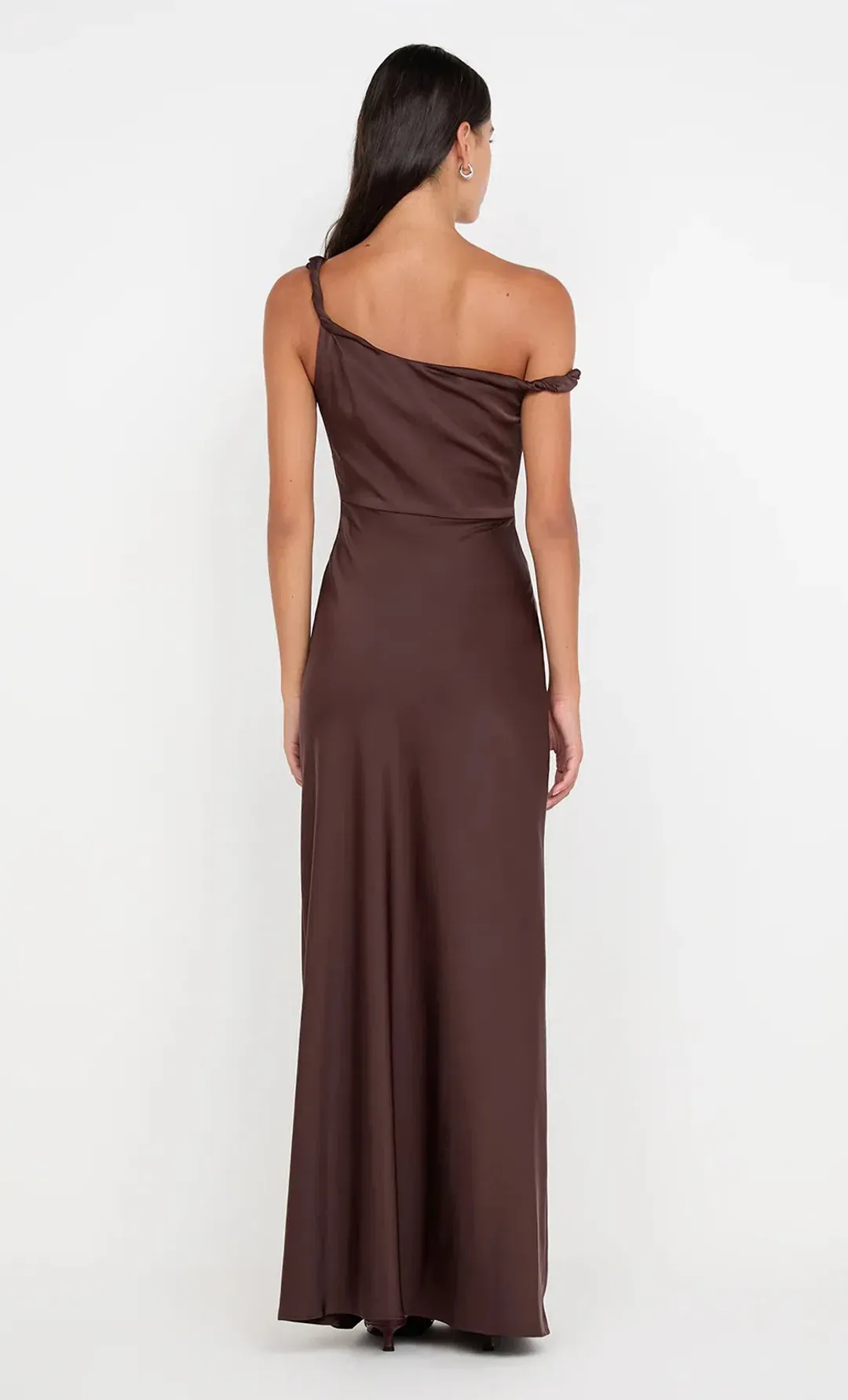 Bec and Bridge Lunetta Twist Strap Dress in Dark Chocolate Size L / AU 12 for rent on The Volte - main image