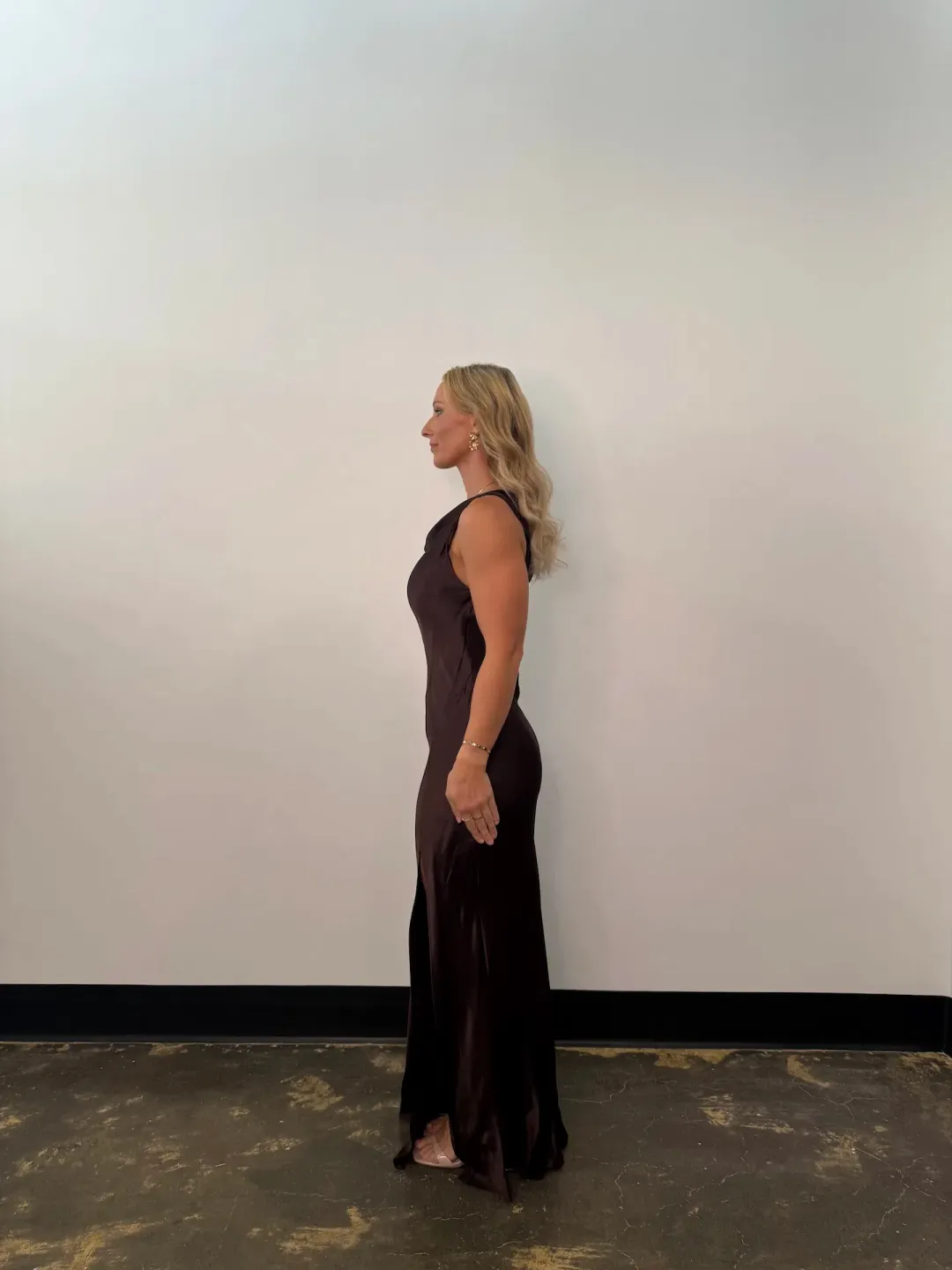 Bec & Bridge Sol Asym Maxi Dress Dark Chocolate Size AU 10 for rent on The Volte - main image