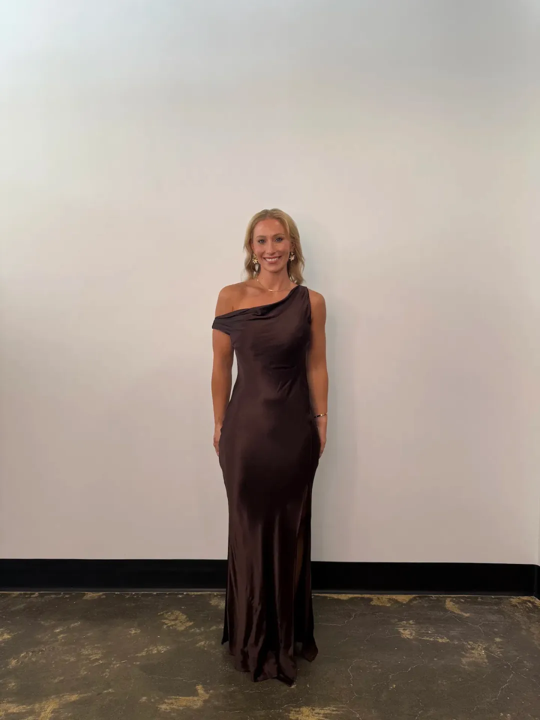 Bec & Bridge Sol Asym Maxi Dress Dark Chocolate Size AU 10 for rent on The Volte - main image