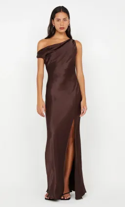 Bec & Bridge Sol Asym Maxi Dress Dark Chocolate Size AU 10 for rent on The Volte - image 1