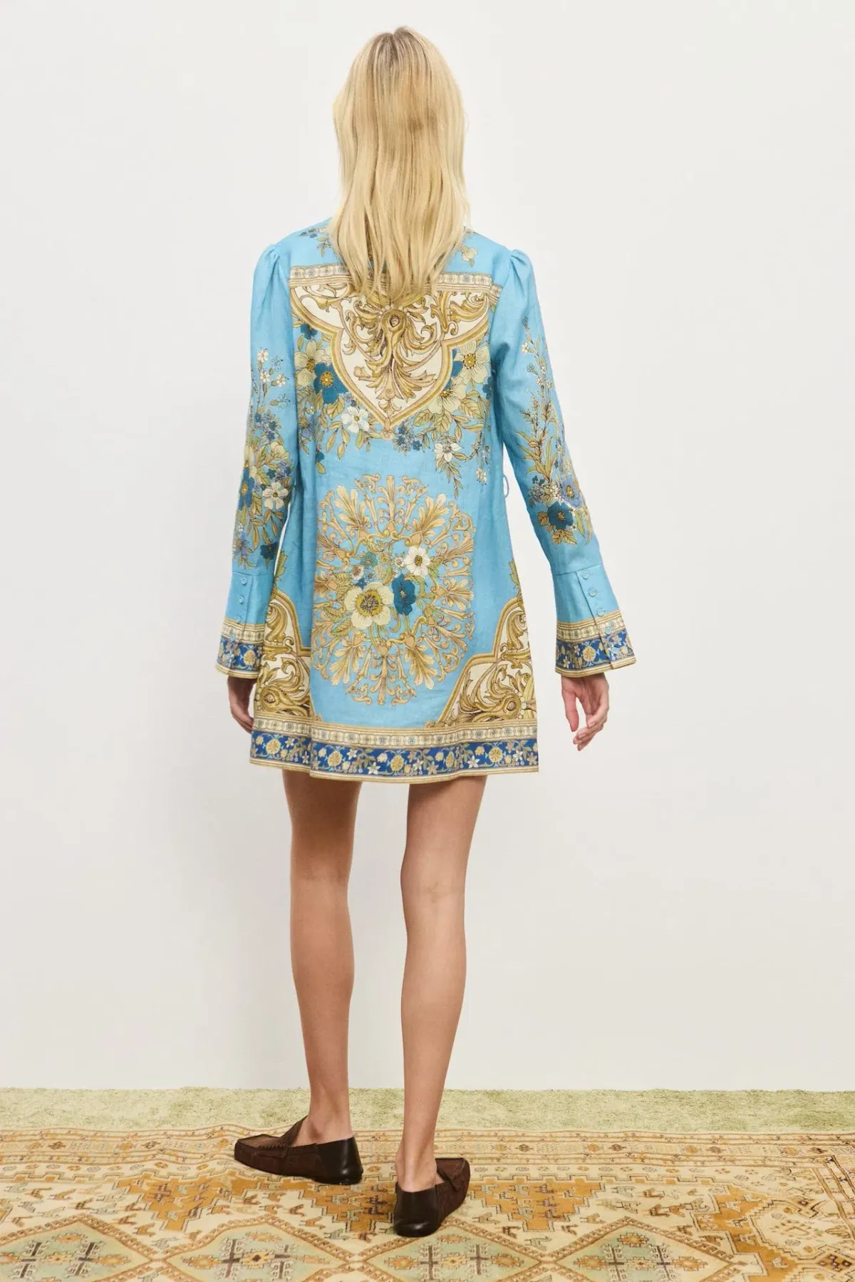 Alemais Cassie Mini Dress in Blue Floral Size 16 - Image 3