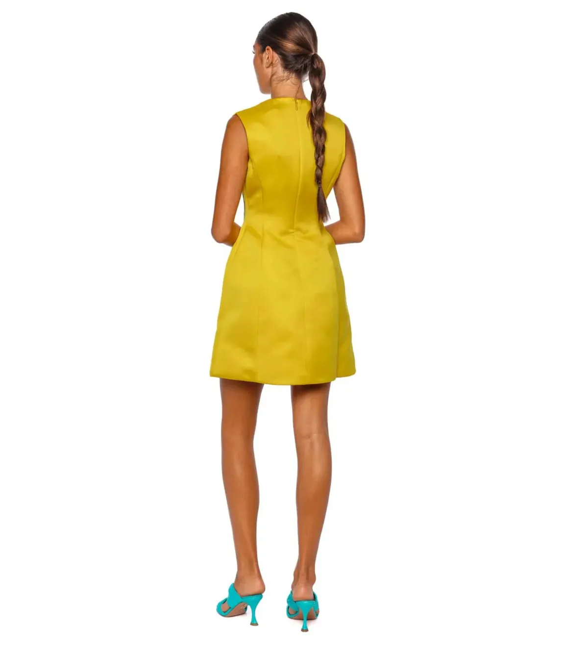 Leo Lin Bree V Neck Embroidery Mini Dress in Mustard Size 10 - Image 3