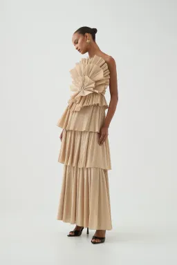 Aje Kyra Maxi Gown Gold Size 10 for rent on The Volte - image 2