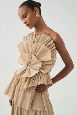 Aje Kyra Maxi Gown Gold Size 10 for rent on The Volte - image 3