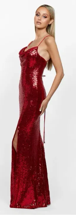 Bariano Stephanie Cowl sequin maxi gown red size 6 for rent on The Volte - image 2
