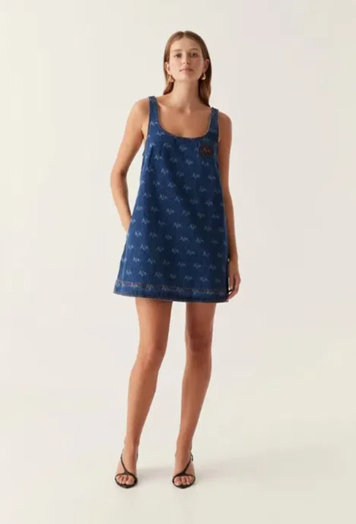 Aje Ratio Logo Mini Dress in Blue Size AU 10 for rent on The Volte - main image