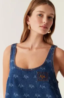 Aje Ratio Logo Mini Dress in Blue Size AU 10 for rent on The Volte - image 3