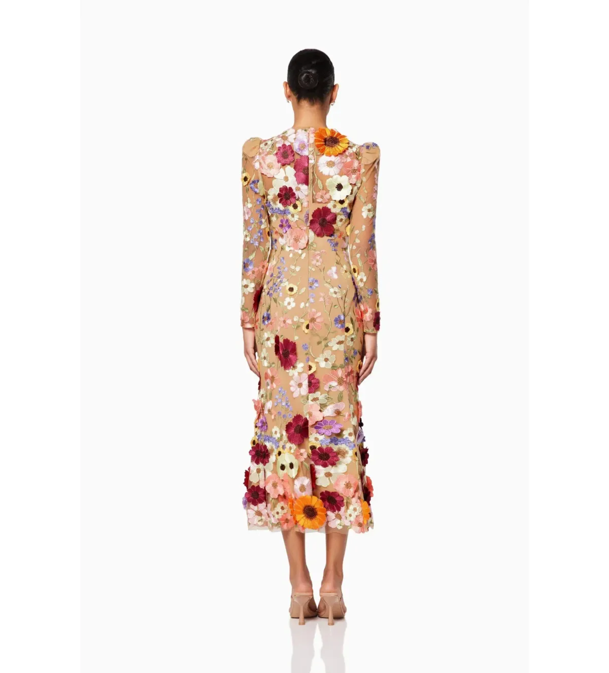 Elliatt Shannon 3D Floral Midi Dress In Pink Size S / AU 8 - Image 3
