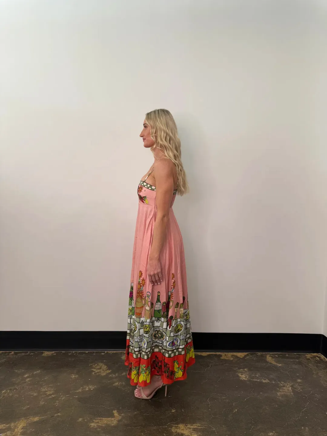 Alemais Contessa Midi Sundress Pink Print Size 8 for rent on The Volte - main image