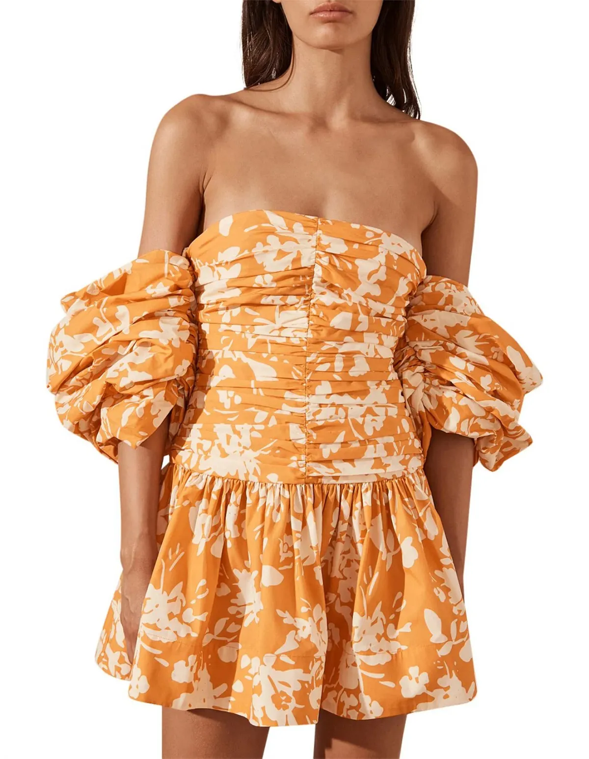 Shona Joy: MIRELLA RUCHED FRILL MINI DRESS - Image 1