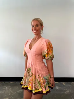 Alemais Papaya Mini Dress Pink Print Size 10 for rent on The Volte - image 2