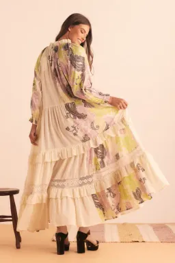 Bohemian Traders Castello Ruffle Maxi Dress Cream Size 12 for rent on The Volte - image 3