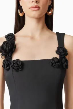 Elliatt Trompe 3D Floral Mini Dress in Black Size XS/AU 6 for rent on The Volte - image 4