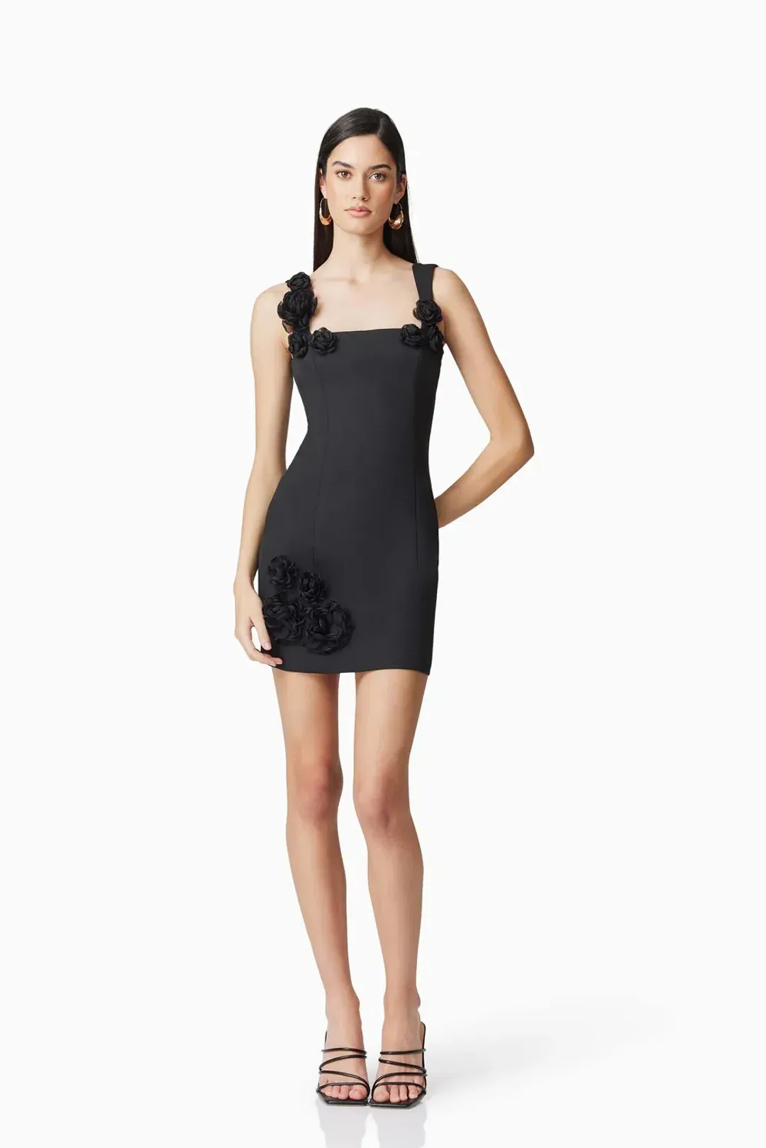 Elliatt Trompe 3D Floral Mini Dress in Black Size XS/AU 6 for rent on The Volte - main image