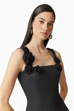 Elliatt Trompe 3D Floral Mini Dress in Black Size XS/AU 6 for rent on The Volte - image 7