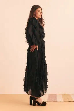 Bohemian Traders Sunray Flounce Maxi Dress In Black Size 10 for rent on The Volte - image 2