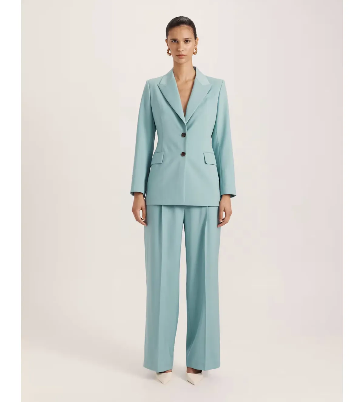 Saba Suki Classic Wool Blazer Seafoam Size 12 - Image 1