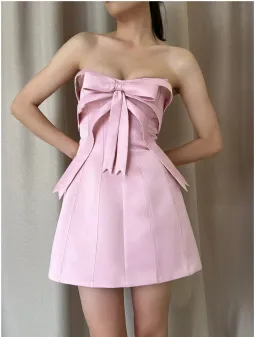 Lirika Matoshi Pink Bow Mini Dress Size M/10 for rent on The Volte - image 3