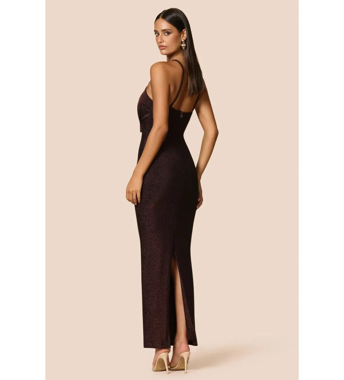 Love Nookie Bianca 2Way Halter Gown Cocoa Size AU 8 - Image 4