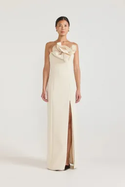 Tojha Fleur Dress Maxi Champagne Beige Size AU 8 for rent on The Volte - image 1