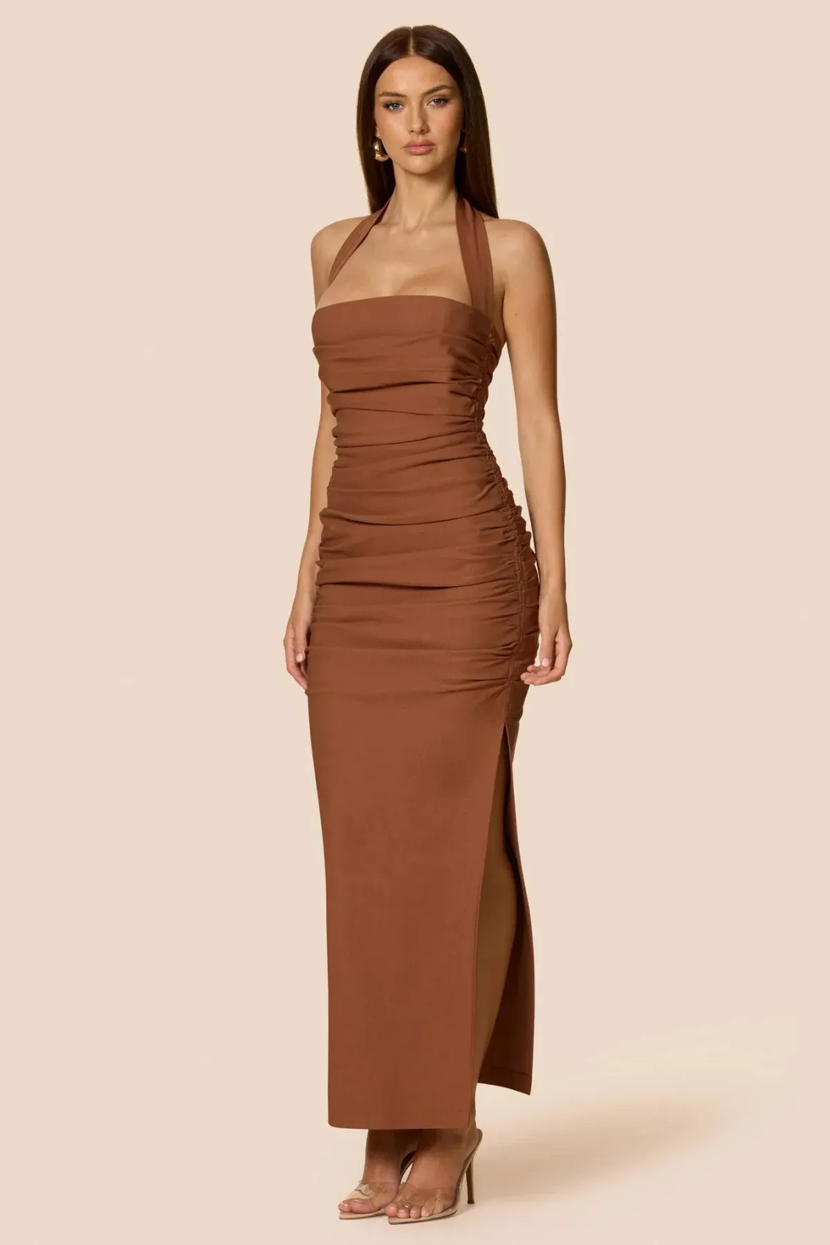 Love Nookie Zenya Maxi Dress Caramel Size 12 - Image 3