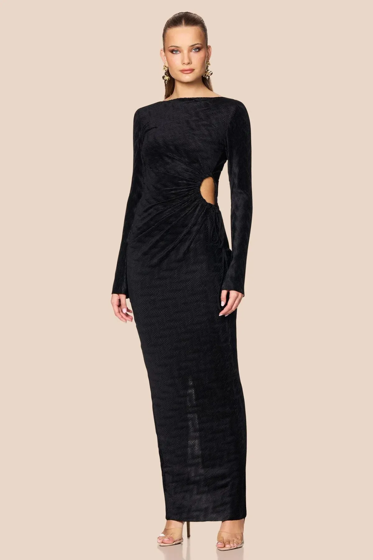 Love Nookie Mirage L/S Maxi Gown Black Size AU 8 - Image 1