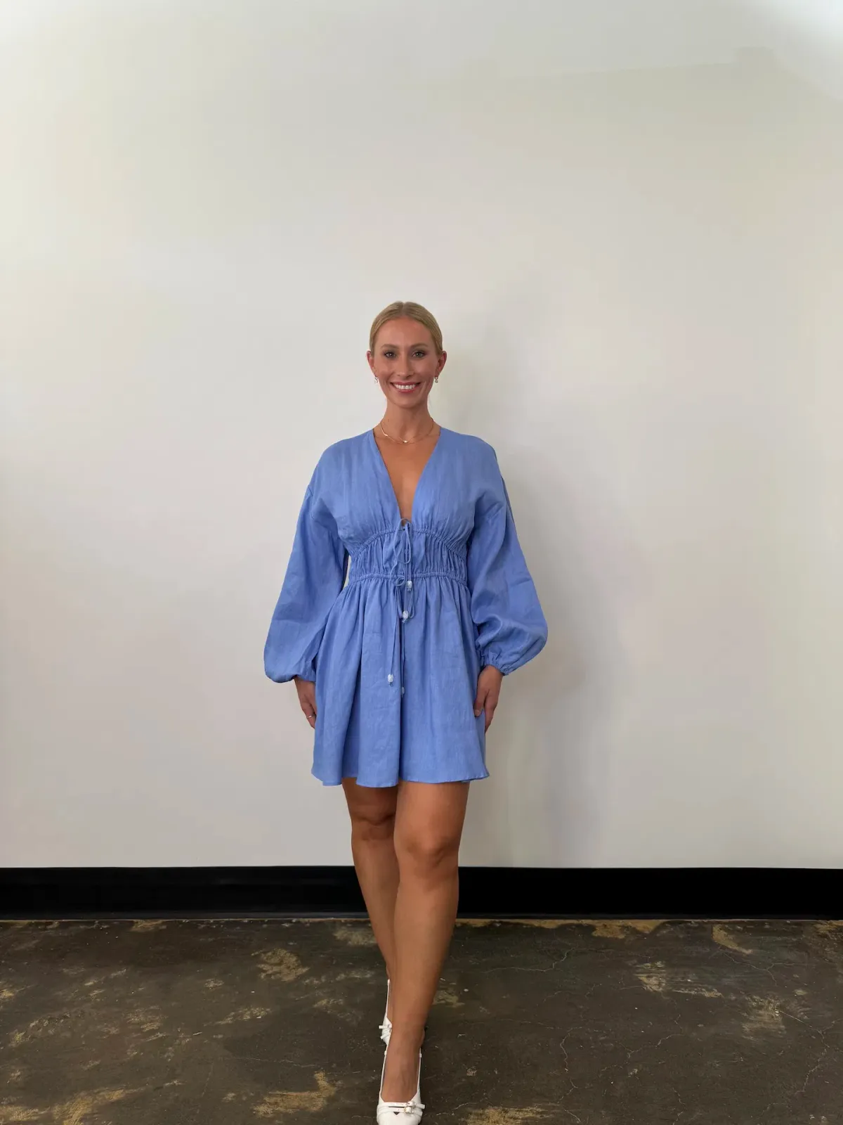 Pasduchas Vera Mini Dress Blue Size 12 - Image 1