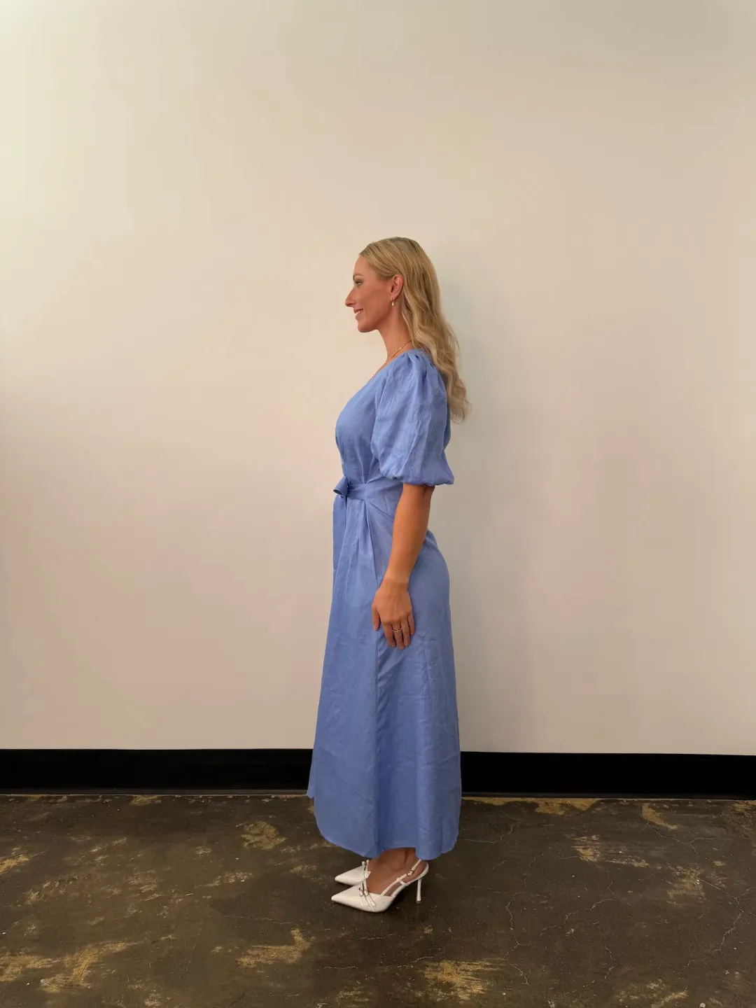 Pasduchas Vera Button Midi Dress Blue Size 16 for rent on The Volte - main image