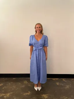 Pasduchas Vera Button Midi Dress Blue Size 16 for rent on The Volte - image 4