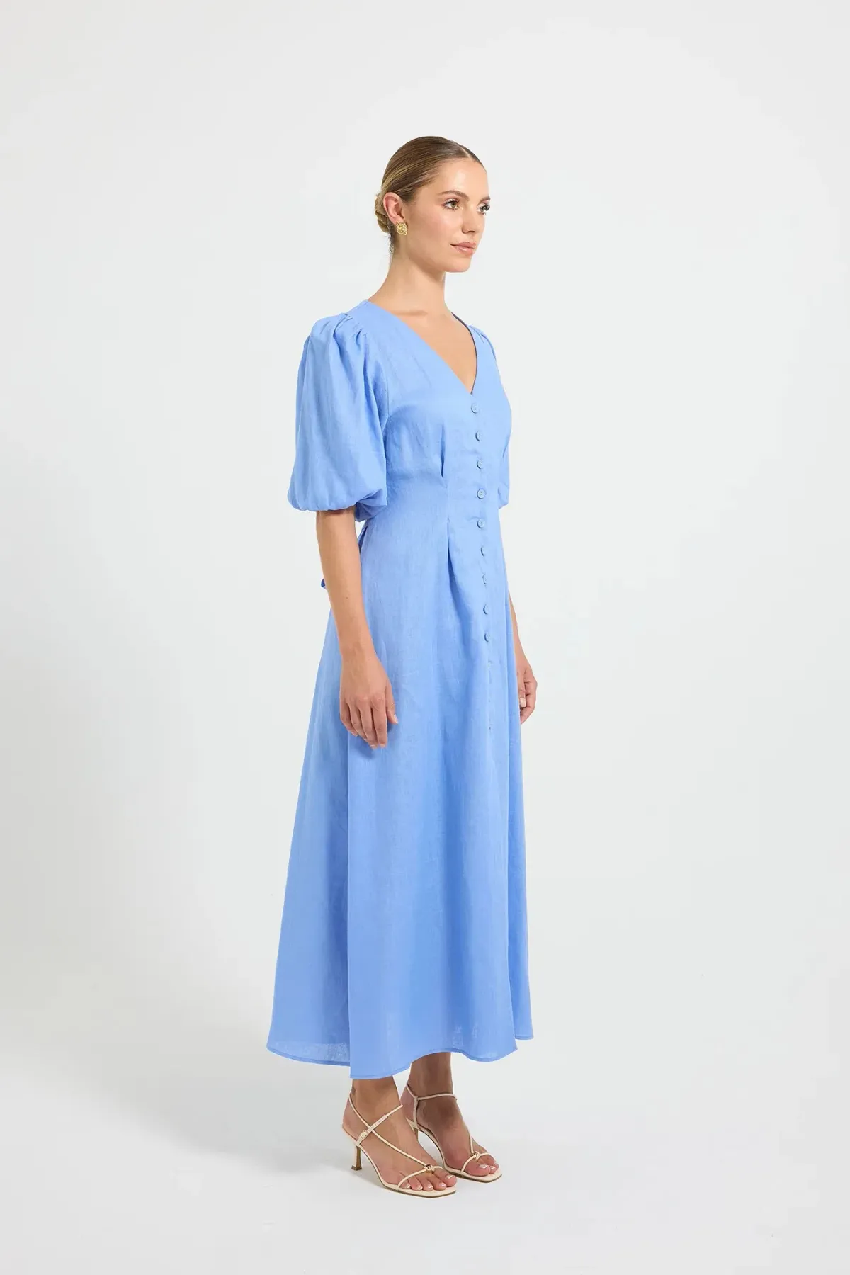 Pasduchas Vera Button Midi Dress Blue Size 16 - Image 6