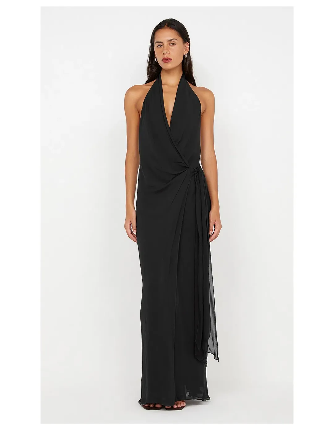Bec and Bridge Soneva Wrap Halter Dress in Black Size S / AU 8 for rent on The Volte - main image