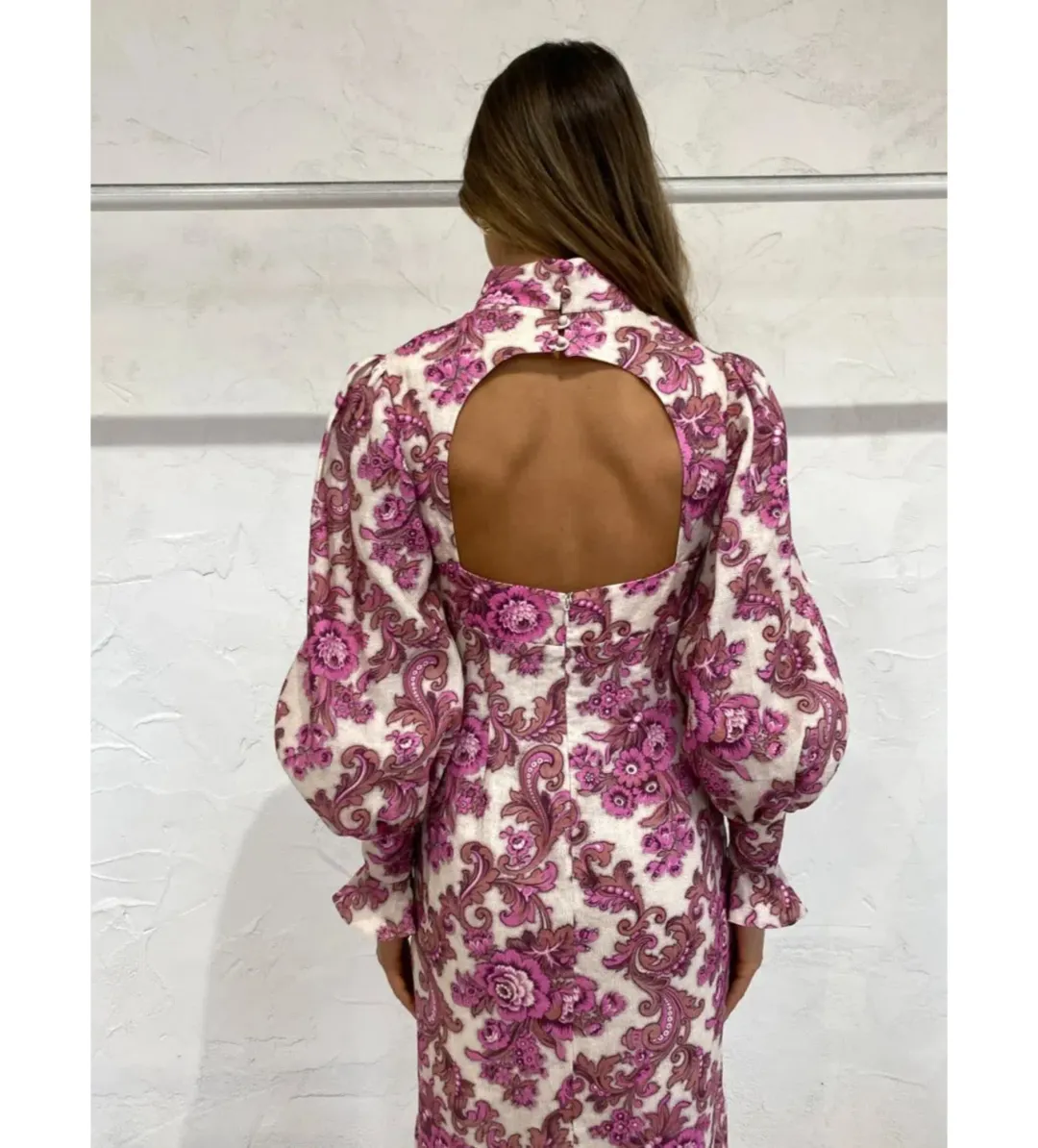 Alemais Isla Midi Dress in Magenta Size AU 12 for rent on The Volte - main image