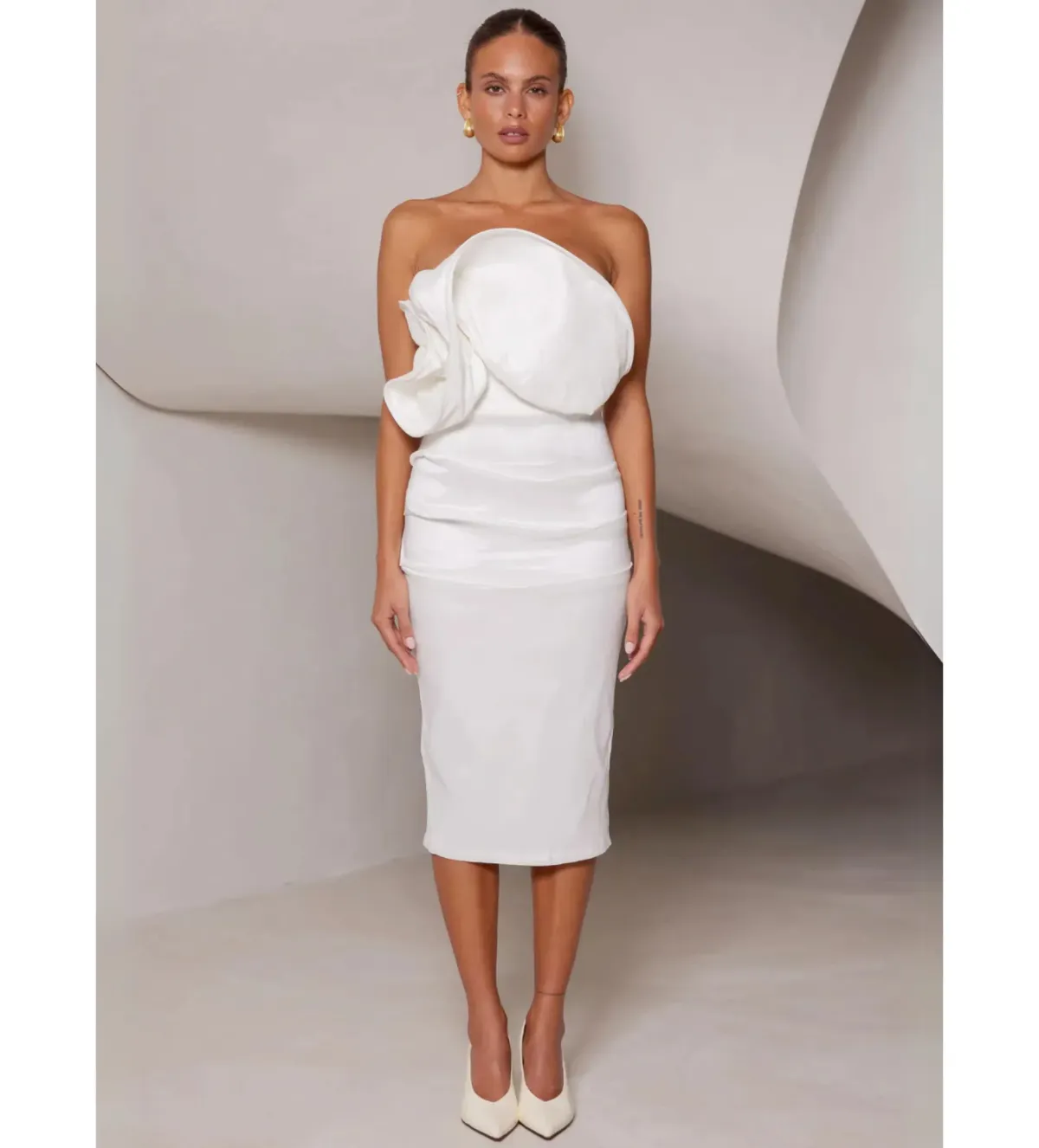 Elle Zeitoune Marley Midi Dress in White Size AU 12 - Image 1