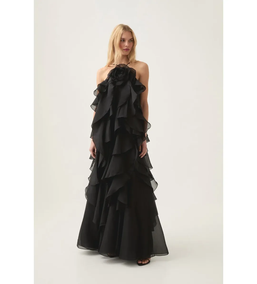 Aje Pandora Ruffled Dress Black Size 8 for rent on The Volte - main image