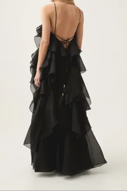 Aje Pandora Ruffled Dress Black Size 8 for rent on The Volte - image 2