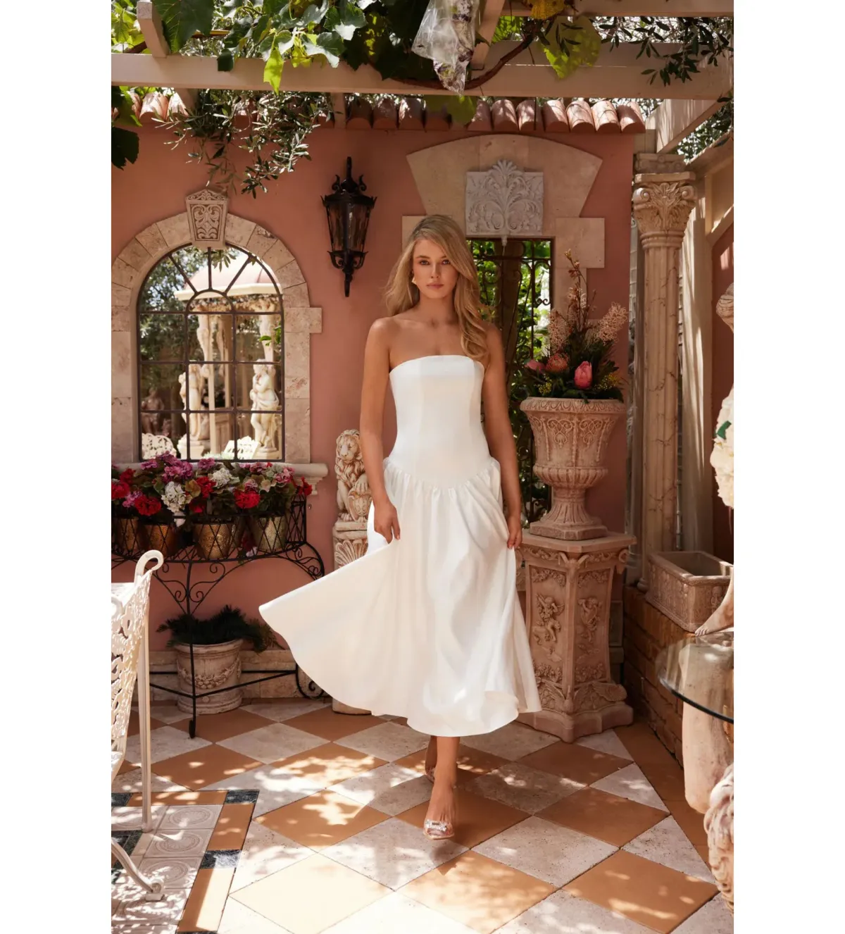 Elle Zeitoune Maggie Midi Dress White Size AU 8 - Image 1