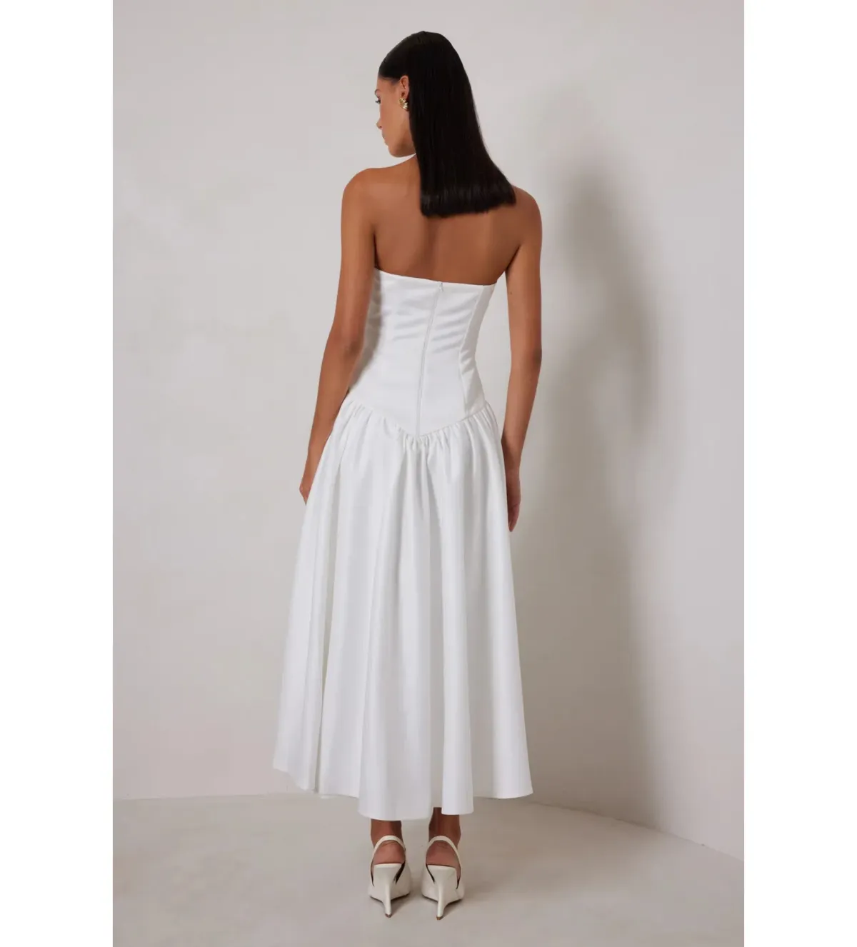 Elle Zeitoune Maggie Midi Dress White Size AU 8 - Image 3
