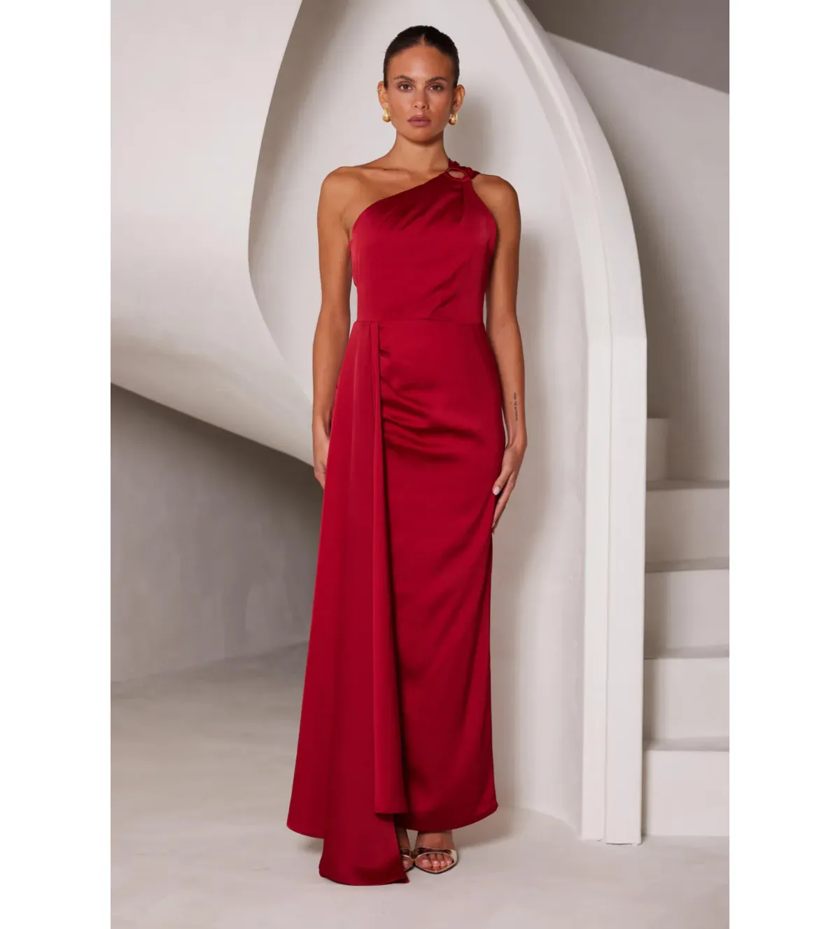 Elle Zeitoune Rhea Maxi Gown in Wine Size AU 14 - Image 1