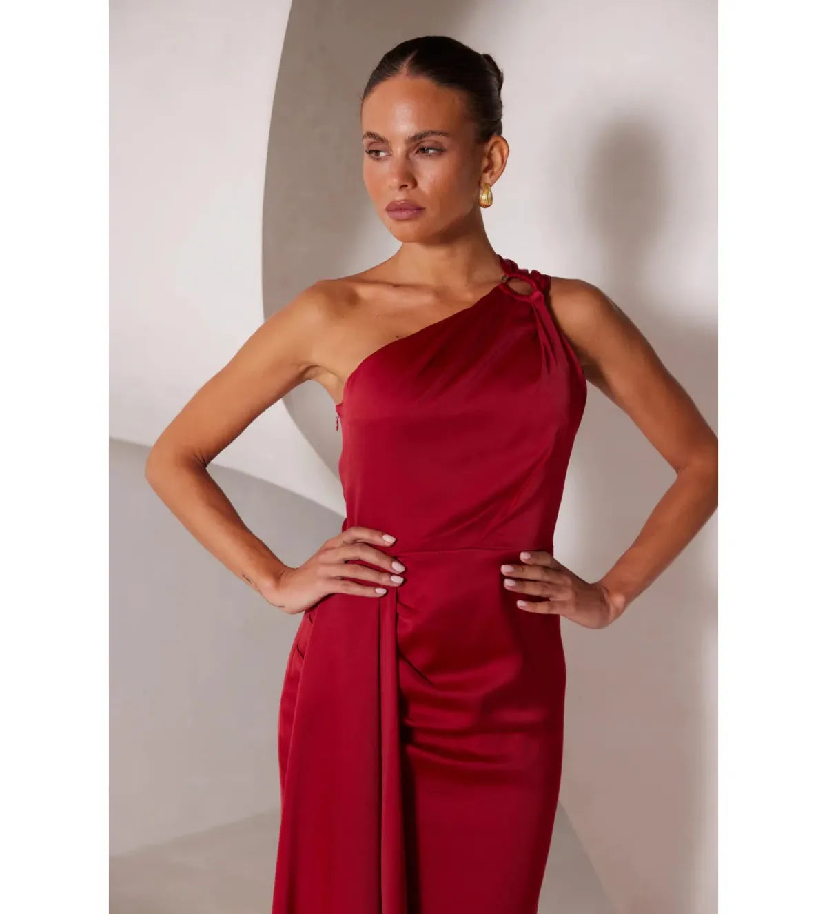 Elle Zeitoune Rhea Maxi Gown in Wine Size AU 14 - Image 4