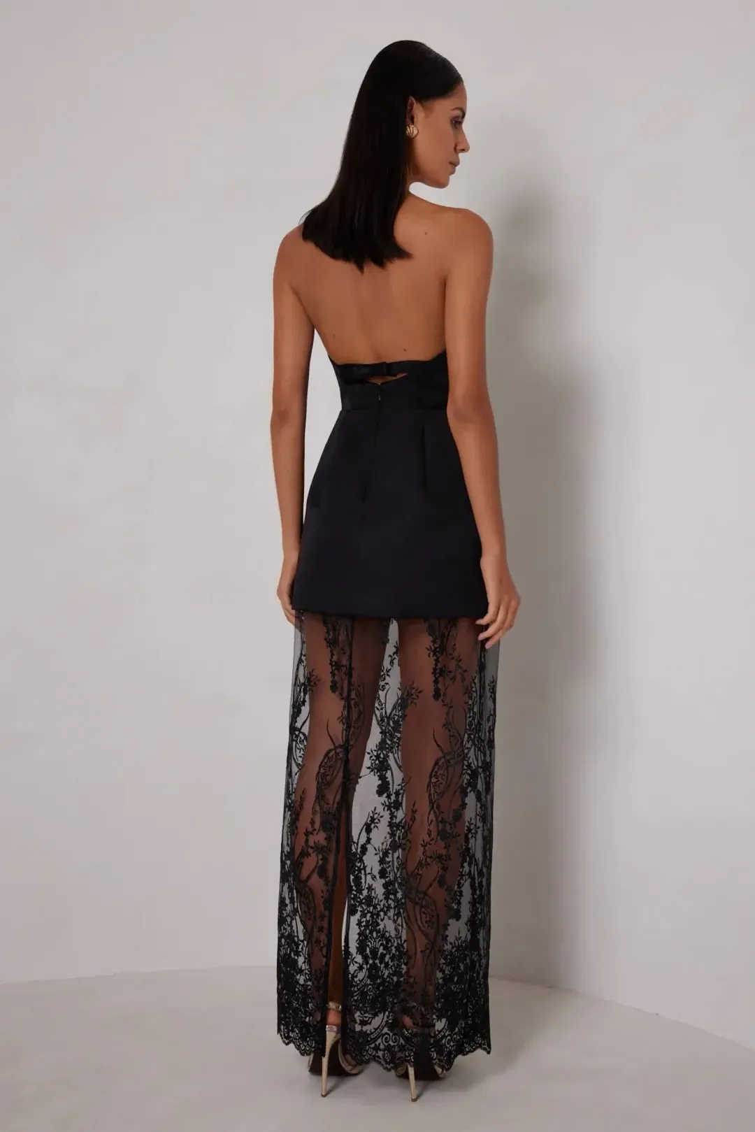 Elle Zeitoune Janice Mini Dress in Black Size AU 8 for rent on The Volte - main image