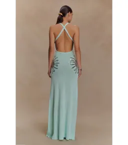 Meshki Ellington Knit Midi Dress in Lagoon Blue Size AU 10 for rent on The Volte - image 3