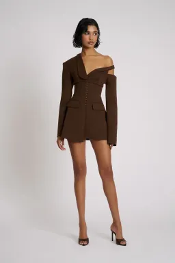 Eliya The Label Ayla Blazer MIni Dress in Brown Size S / AU 8 for rent on The Volte - image 1