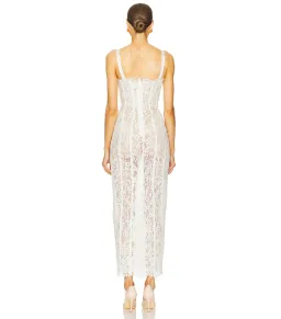 Helsa The Lace Column Midi Dress White Size 8/S for rent on The Volte - image 4