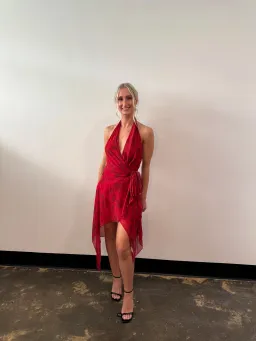 Bec and Bridge Ruby Wrap Midi Dress in Cherry Floral Size AU6 for rent on The Volte - image 2